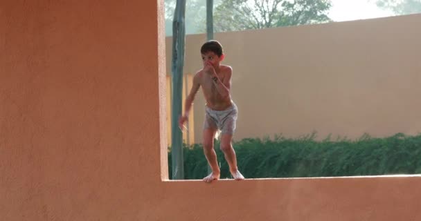 Child Boy Jumping Swimming Pool — Stok video