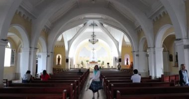 Punta del Este, Uruguay, December 25, 2019 - Iglesia de la Candelaria, small Roman Catholic Church interior