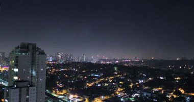 New year eve fireworks celebration in large city view