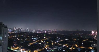 New year eve fireworks celebration in large city view