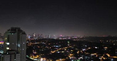 New year eve fireworks celebration in large city view