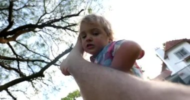 POV child fighting with adult