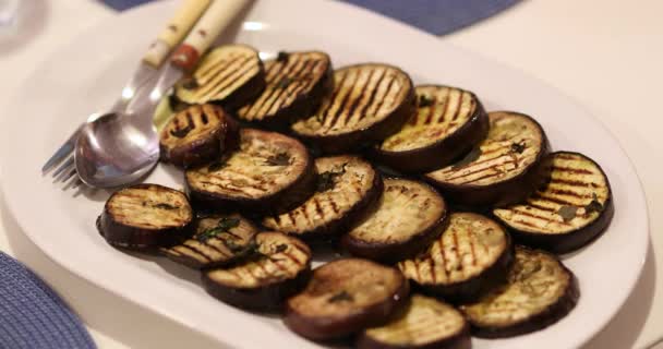 Slices Eggplant Vegetable Plate — 비디오