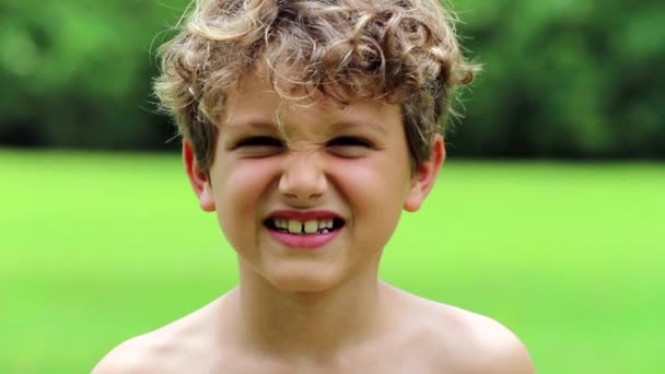 Portrait Young Boy Yelling Screaming Roaring Top His Lungs 120Fps — Vídeo de Stock