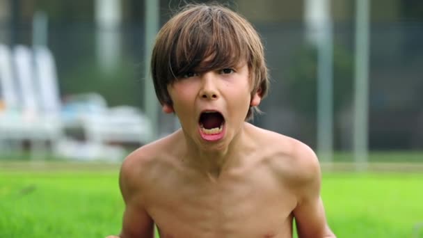 Child Screaming Slow Motion Kid Yelling Top His Lungs Roaring — Stok video