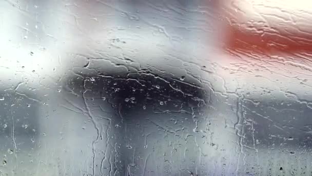 Car Window Droplet Rainy Day Background Passing Road — Vídeo de stock