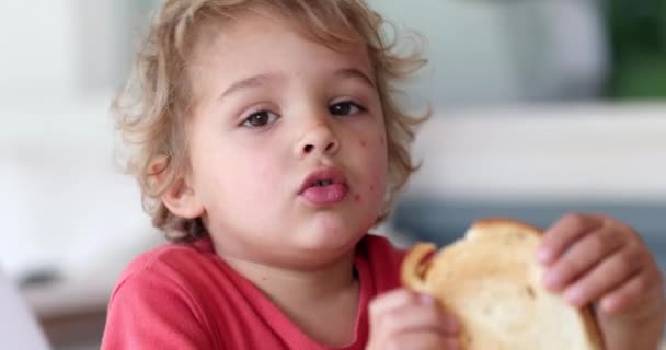 Child Taking Deep Breath Sigh Little Boy Gasping Inhaling Breath — Vídeo de stock