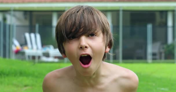 Child Boy Roaring Screaming Camera — Vídeo de Stock