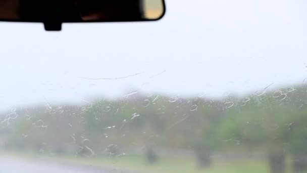 Υαλοκαθαριστήρες Κινήσει Οδήγηση Βροχερή Μέρα — Αρχείο Βίντεο