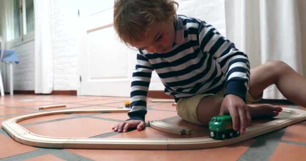 Child Playing Car Toy — Vídeo de Stock