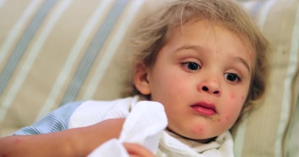 Feeding Little Toddler Baby Boy Spoon — Stok video