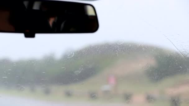 Windshield Wipers Motion Driving Road Rain — Video Stock