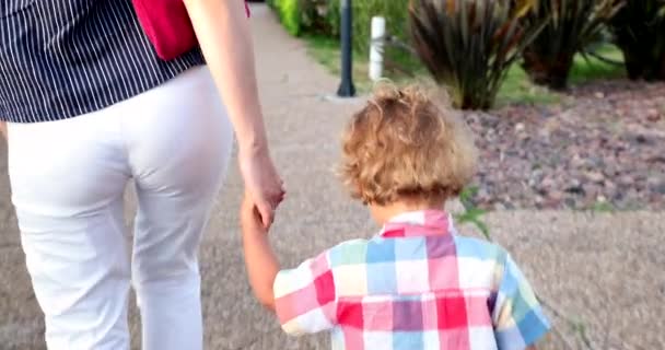 Mom Child Son Walking Together — Video