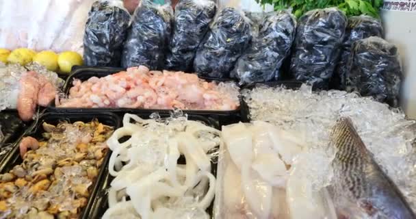 Seafood Display Market — 图库视频影像