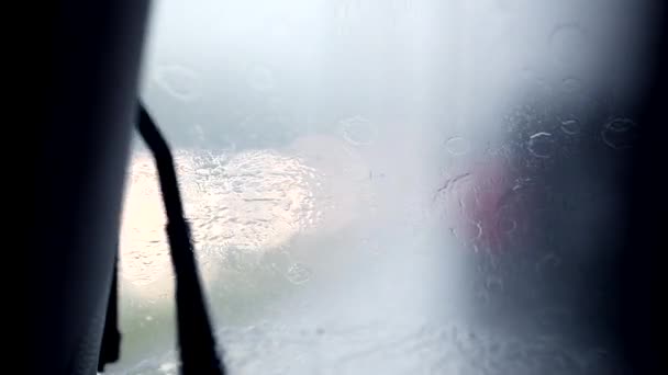 Windshield Wipers Motion Driving Rainy Day Slow Motion 120Fps — Vídeo de stock
