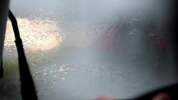 Windshield Wipers Slow Motion Clearing Rain — Stock videók