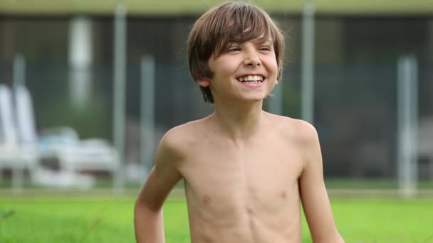 Portrait Happy Kid Smiling Laughing — Vídeo de Stock