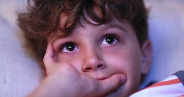Child Close Face Watching Screen — Vídeos de Stock