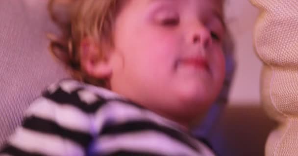 Child Watching Screen Close Toddler Face Hypnotized Content — Vídeo de stock