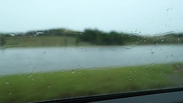 Car Window Raindrops Rainy Day Road Melancholy — Stock videók