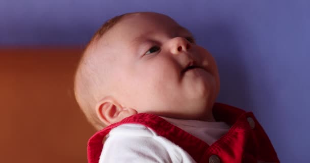 Retrato Bebé Lindo Observando — Vídeo de stock