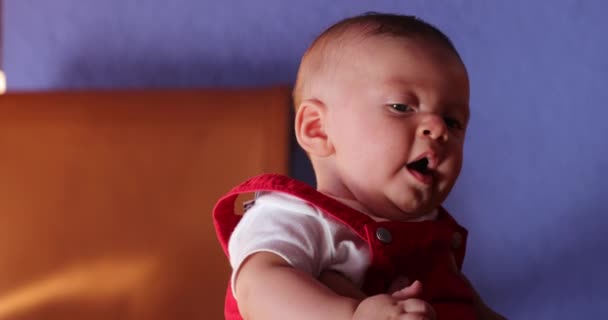 Sleepy Cute Adorable Baby Yawning Expression — Stock Video