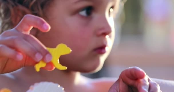 Toddler Concentrating Learning Put Piece Puzzle — Stockvideo