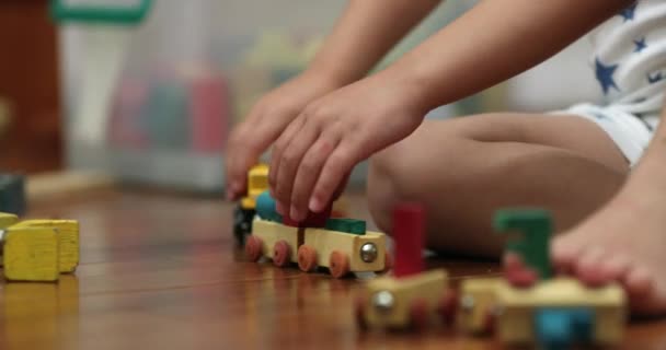 Boy Toddler Playing Toys Room — Vídeo de Stock