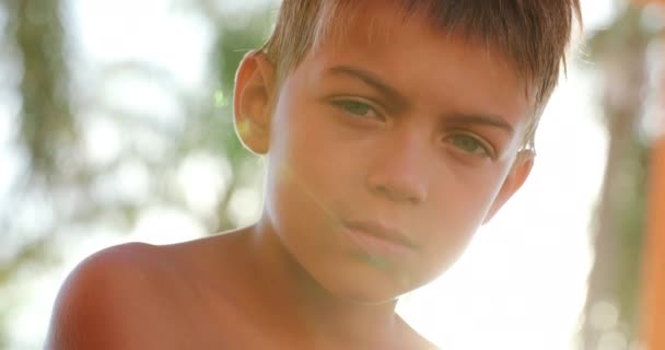 Handsome Young Boy Child Looking Camera Looking Camera — Videoclip de stoc