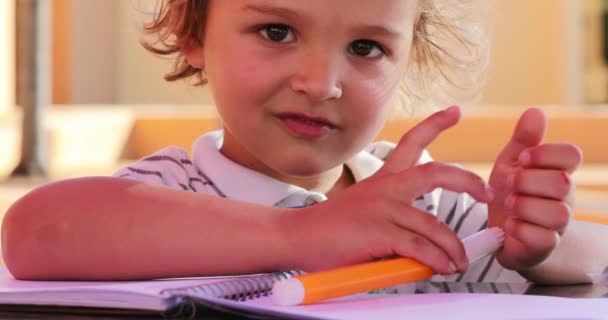 Portrait Little Boy Holding Color Pen — 비디오