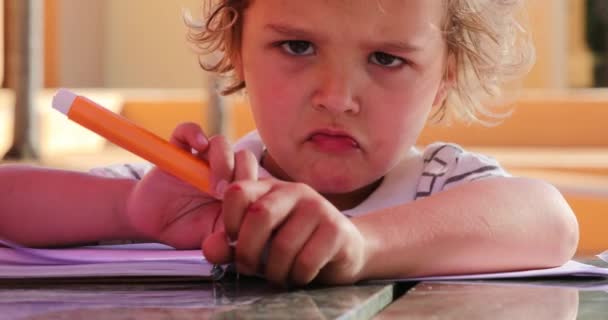 Upset Little Boy Angry Doing Grimaces Face Mouth — Stock videók