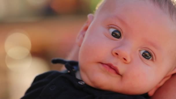 Baby Infant Close Face Outdoors — Video Stock
