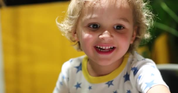 Adorable Cute Baby Boy Blonde Infant Portrait — Stockvideo