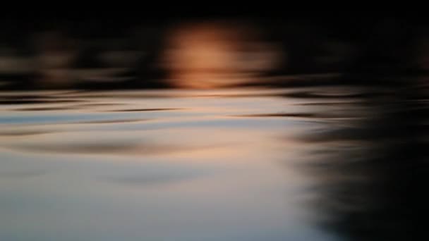 Liquid Smooth Lake Water Surface Sunset — Vídeos de Stock