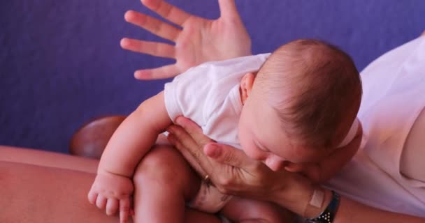 Holding Newborn Baby Infant Boy First Months Life — Wideo stockowe