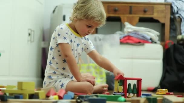 Infant Boy Playing Toys Room — Video