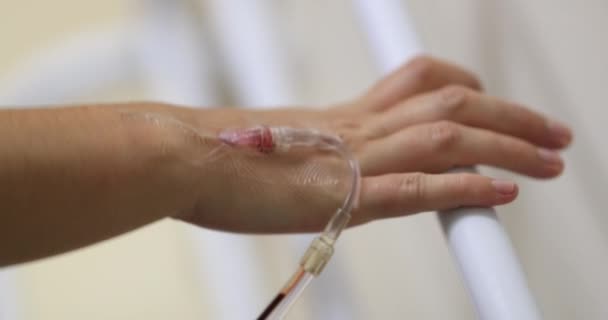 Hands Connected Drip Hospital — Vídeos de Stock