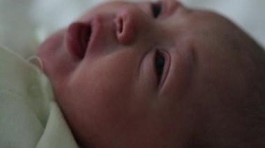 First hours of life of a baby waking up at hospital
