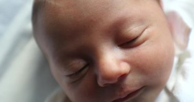Little newborn healthy baby in first day of life