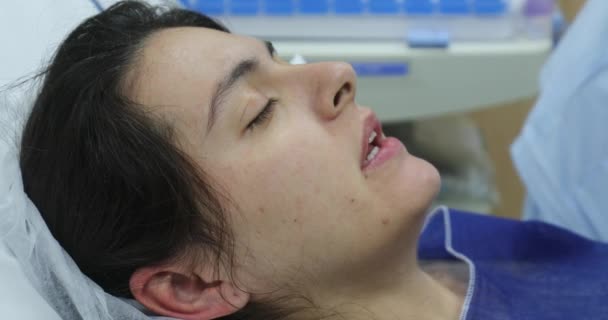 Patient Woman Feeling Pain Hospital Real Life Having Contractions Labor — Stock videók