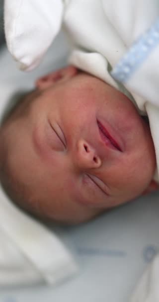Νεογνό Μωρό Κοιμάται Πρώτη Μέρα Της Ζωής — Αρχείο Βίντεο