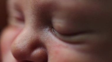 Macro close-up of baby eyes asleep