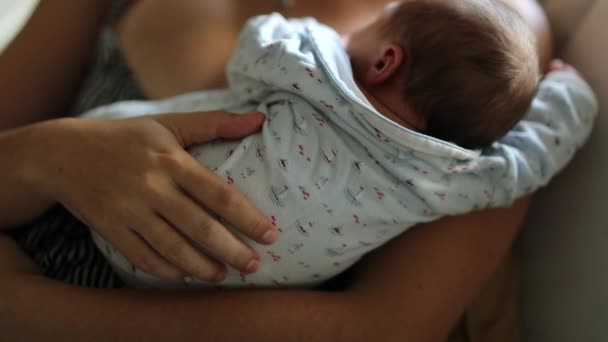 Mother Holding Newborn Baby Showing Love Affection — Vídeos de Stock