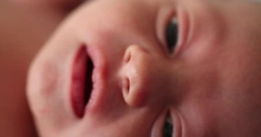 Macro closeup of newborn baby infant face