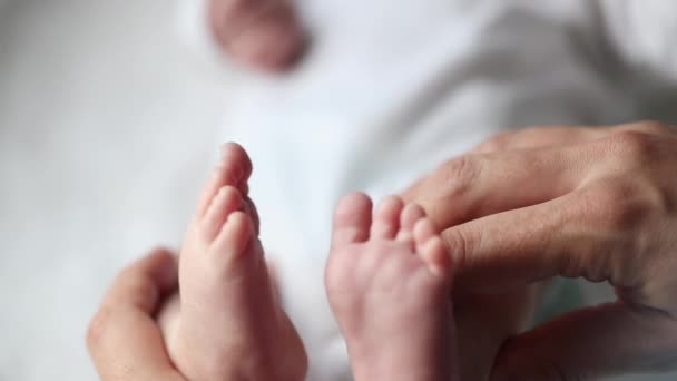 Infant Newborn Baby Foot First Days Life — Stock video
