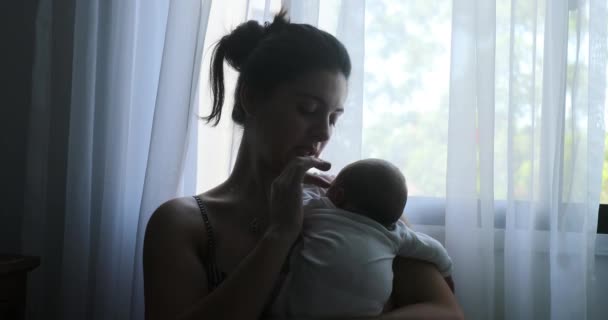 Mother Talking Newborn Baby Showing Love Affection — Vídeo de Stock