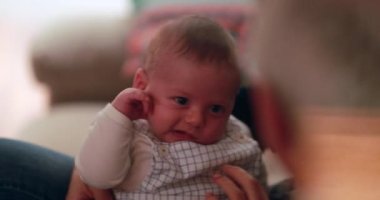 Tired sleepy newborn baby infant yawning