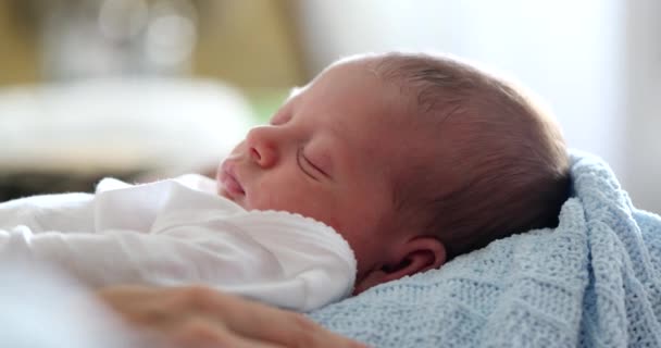 Zbliżenie Portret Pięknego Śpiącego Dziecka — Wideo stockowe