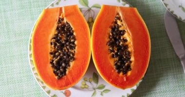 Delicious papaya fruits on plate