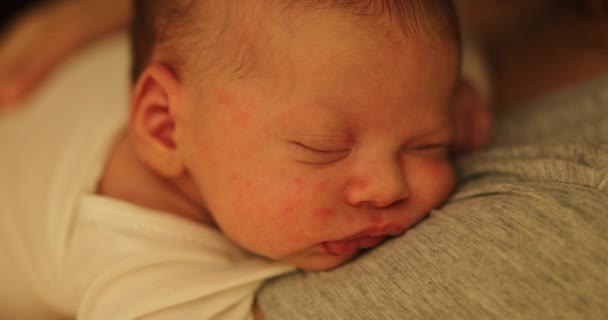 Sleeping Newborn Baby Infant Closeup Face — Stock video